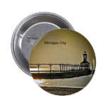 Michigan City Indiana Lighthouse Pinback Button