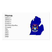 Michigan Flag Map Business Cards