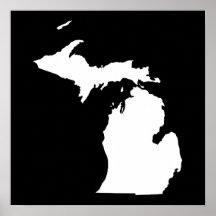 Michigan in White and Black Posters