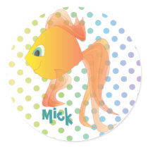 Mick the Goldfish Round Stickers