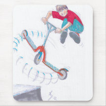 micro scooter microscooter trick cartoon mouse pad