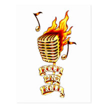Microphone on fire postcards