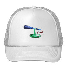 Microphone Small Stand Blue and Green Graphic Trucker Hat