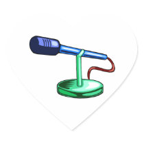Microphone Small Stand Blue and Green Graphic Heart Sticker