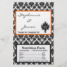 Microwave Popcorn Wrapper Black Orange Damask Flyer Design