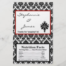Microwave Popcorn Wrapper Black Red Damask Flyers