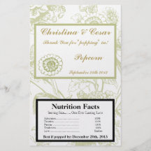 Microwave Popcorn Wrapper Green Gerbera Daisy Flow Flyer Design
