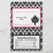 Microwave Popcorn Wrapper Hot Pink Black Damask Full Colour Flyer