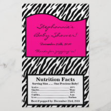 Microwave Popcorn Wrapper Hot Pink Zebra Print Full Colour Flyer