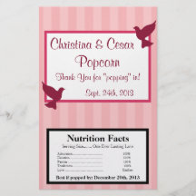 Microwave Popcorn Wrapper Love Birds Pink Stripes Flyers