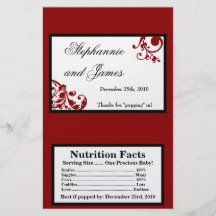 Microwave Popcorn Wrapper Red Floral Filigree Flyers