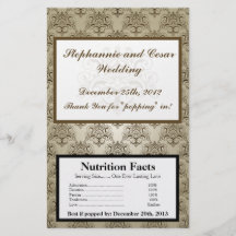 Microwave Popcorn Wrapper Tanish Brown Damask Flyers