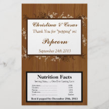Microwave Popcorn Wrapper Wooden Plank Floral Wedd Flyers
