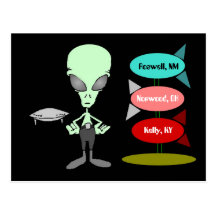 Mid-Century Alien UFO Sighting Hot-spots Postcard