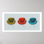 Mid Century Modern Swan Chairs Poster