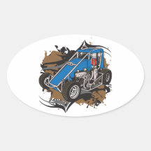 Midget Race Car Oval Sticker