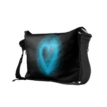 Midnight Blue Heart Scratch Messenger Bag