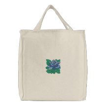 Midnight Blue Rose Embroidered Bag