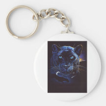 Midnight Leopard Portrait Key Chain