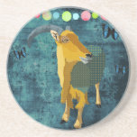 Midnight Moonlight Aoudad Art Coaster