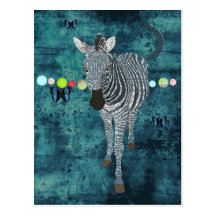 Midnight Moonlight Zebra  Postcard