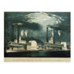 Midnight Race on the Mississippi, 1875 Postcards