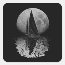 Midnight Sailing Square Stickers
