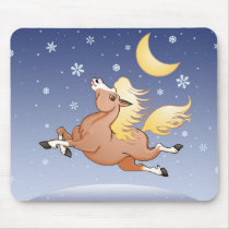 Midnight Snow under the Moon Mousepads