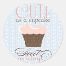 Mignon comme petit gâteau ! Rose et Brown Autocollant Rond