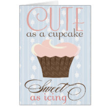 Mignon comme petit gâteau ! Rose et Brown Cartes De Vœux
