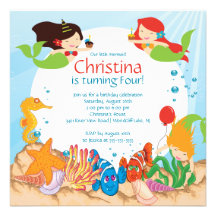 Mignon sous l'invitation d'anniversaire de sirène 