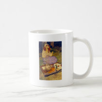 Miguela kneeling still put it to her lip mugs