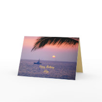 Mike Happy Birthday Tropical Sunset Card