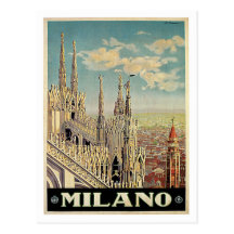 Milano Milan Italy Vintage Travel Poster Art Postcard