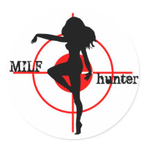 MILF hunter with sexy woman target stickers