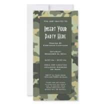 Military Camouflage Party  Invitation Photo Card Template