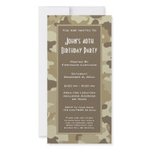 Military Camouflage Party  Invitation Custom Photo Card