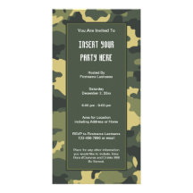 Military Camouflage Party  Invitation Custom Photo Card