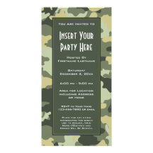 Military Camouflage Party  Invitation Photo Card Template