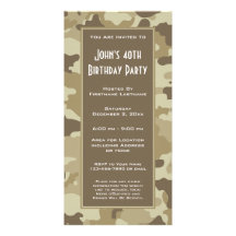 Military Camouflage Party  Invitation Custom Photo Card