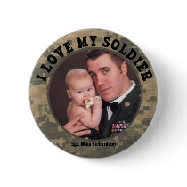 Military Hero: I Love My Soldier Photo Frame Buttons