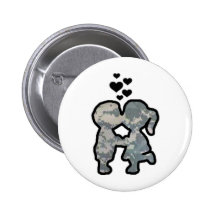 Military Kisses Pinback Button