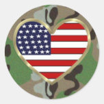 Military Love Round Stickers