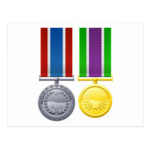 Military style medals post cards