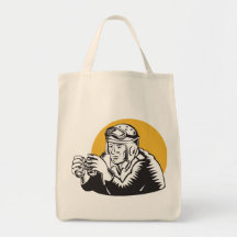 Military Tank Commander Binoculars Tote Bags