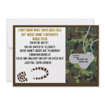 Military theme birthday party custom invite