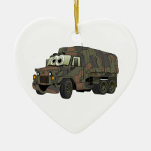 Military Troop Carrier Cartoon Christmas Ornaments