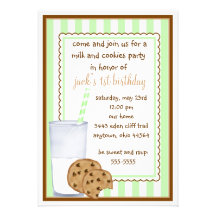 Milk and Cookies  Birthday Invitation