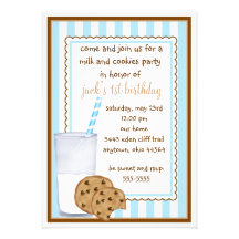 Milk and Cookies  Birthday Invitation