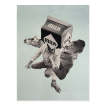 Milk collage postcard